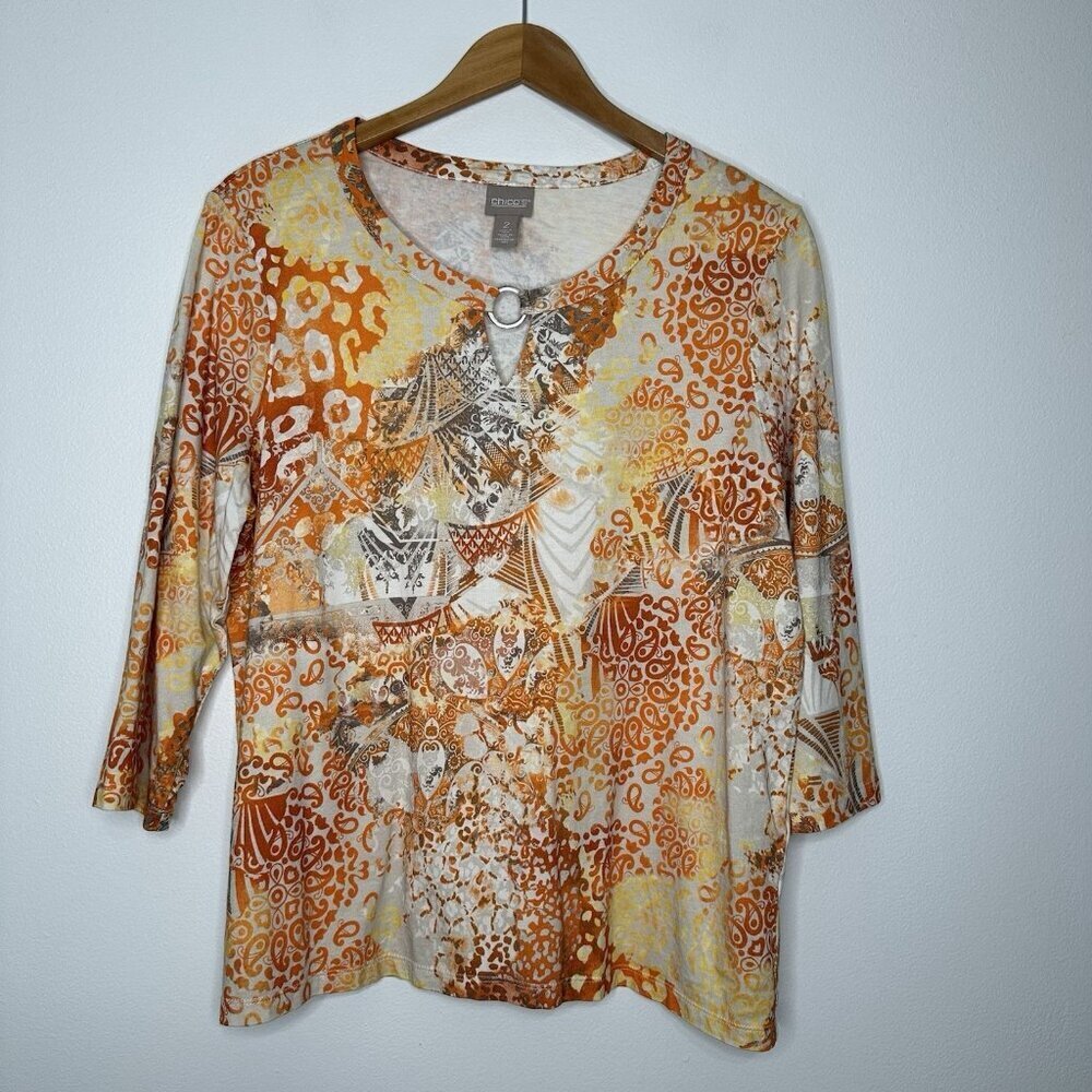Chicos Knit‎ Tee Paisley Artsy Large